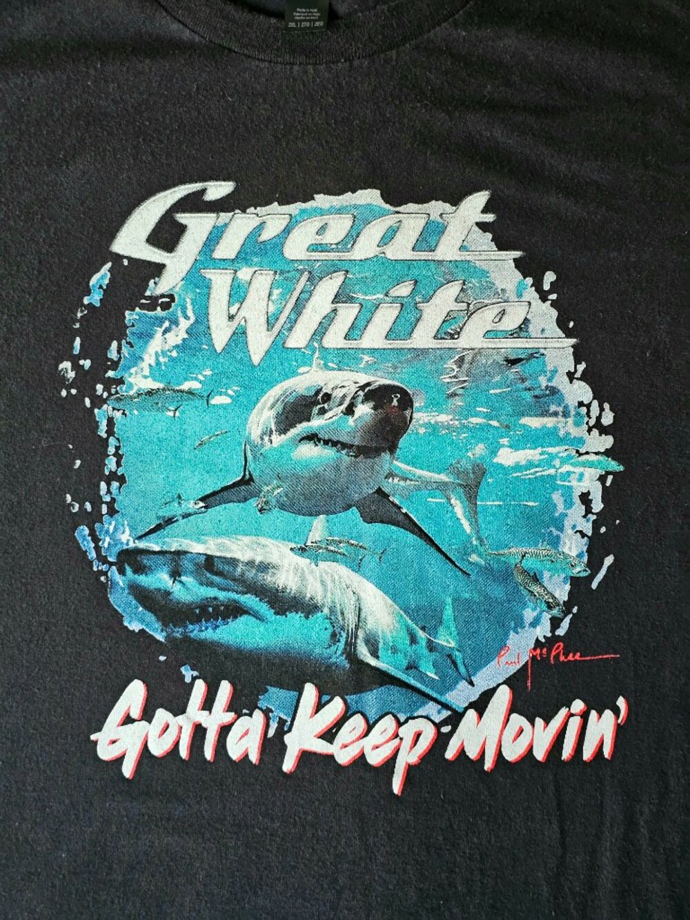 Great White Band 2025 Tour T Shirt Mens 2XL Gotta Keep Movin Shark Concert Tee
